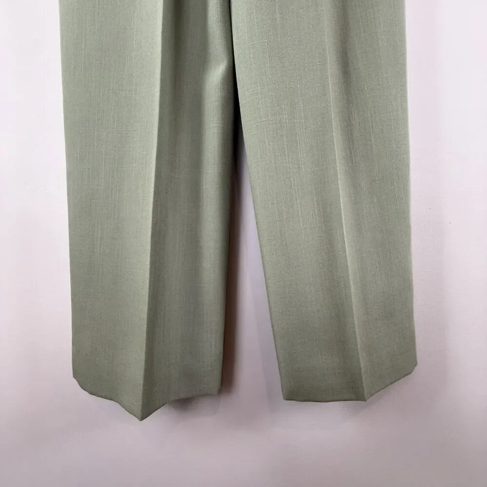 Vintage 90s Sage Green Power Suit Set | High Waisted Trousers Shawl Collar